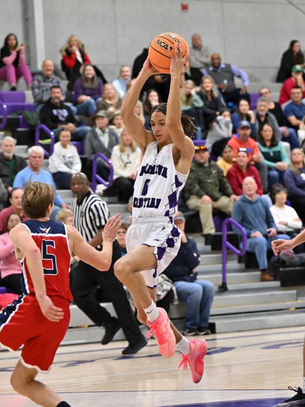 Royals senior Seth Mifflin goes strong to the hole.