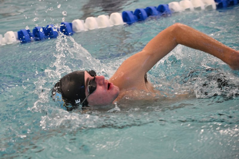Senior Nolan Moore swims the freestyle.