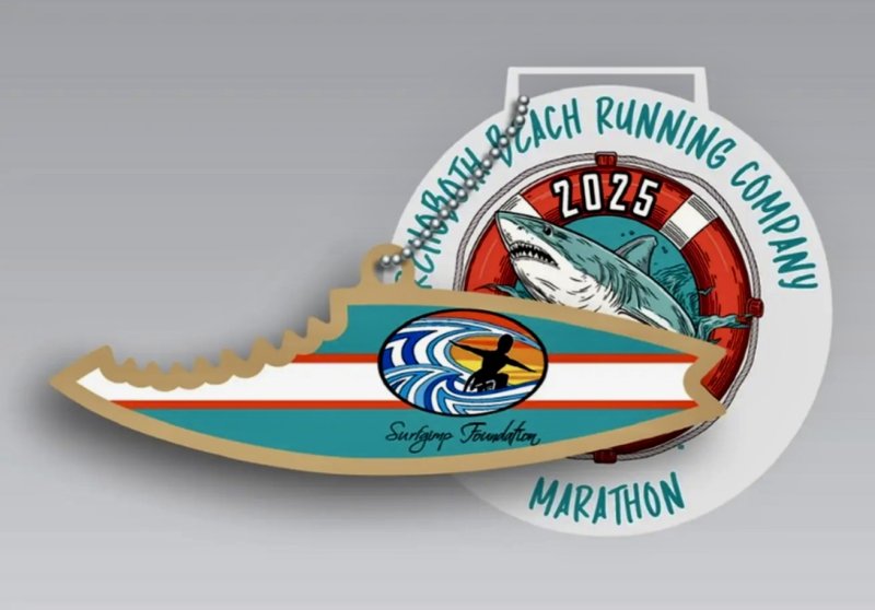 Surfgimp charity runners each received a Hero Surfboard medal to attach to their finishing medal.