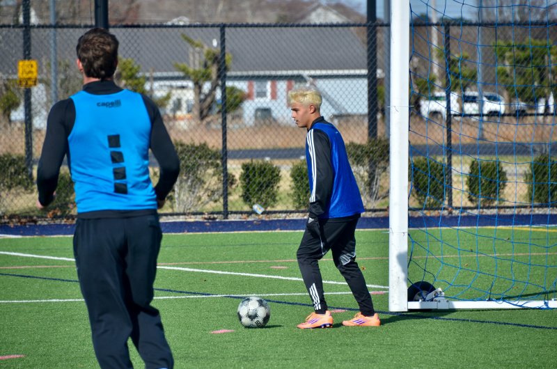 Esteban Lara Nieto played goalie while Rowan College keeper CJ Norton played in the field.