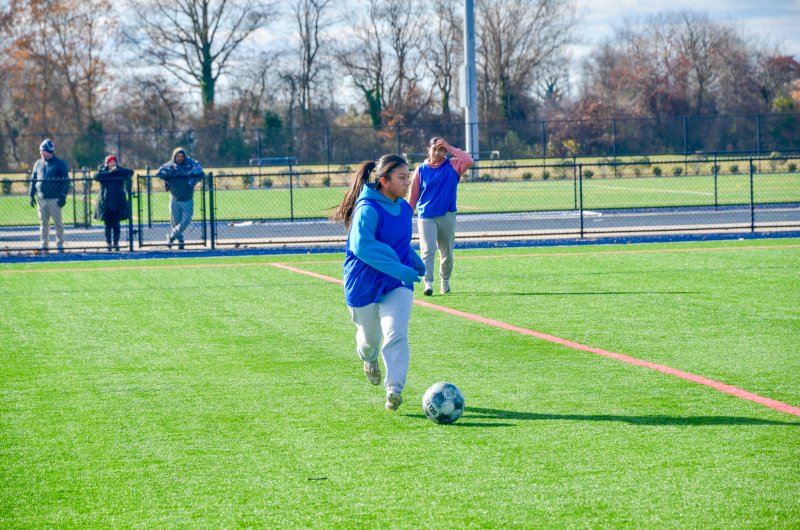 Natalie Roblero works up the sideline.