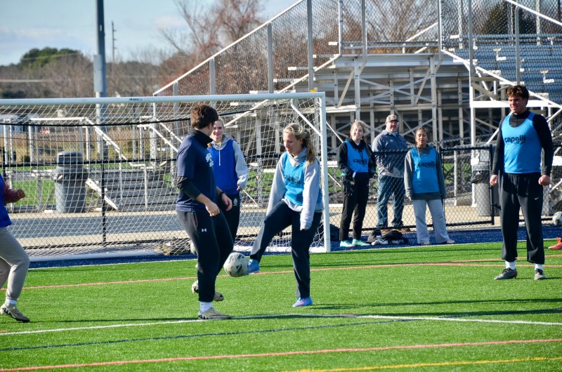 Class of 2024 graduate and current Alvernia University player Tayler Flaherty settles the ball.