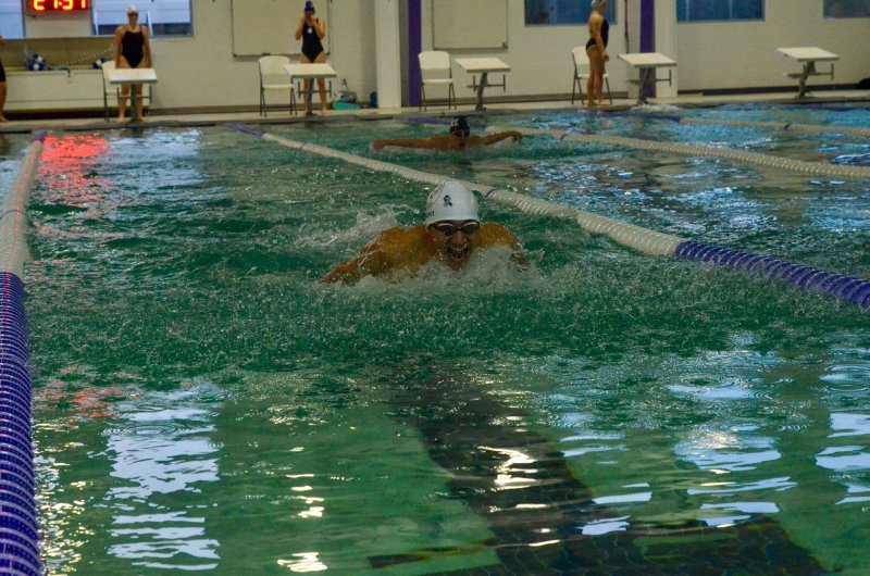 Seahawks senior Christian Wright powers through to win the butterfly.