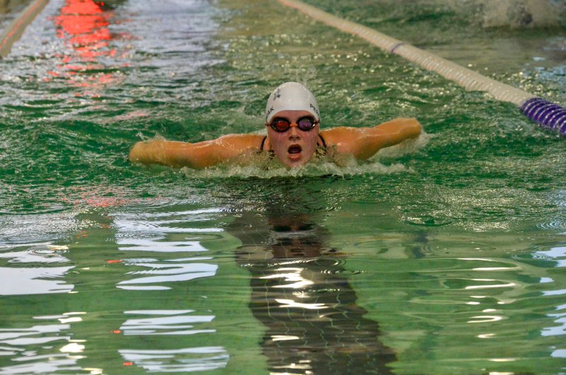 Sussex Academy eighth-grader Madeline Perchiniak wins the butterfly.