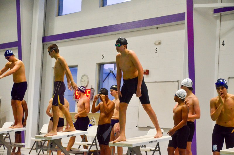 Sussex Academy eighth-grader Alex Mavity stands ready on the block.