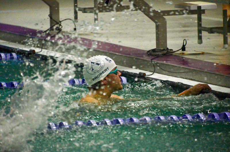 Seahawks senior Keiran Probert seals the deal for Sussex Academy in the 200 freestyle relay.