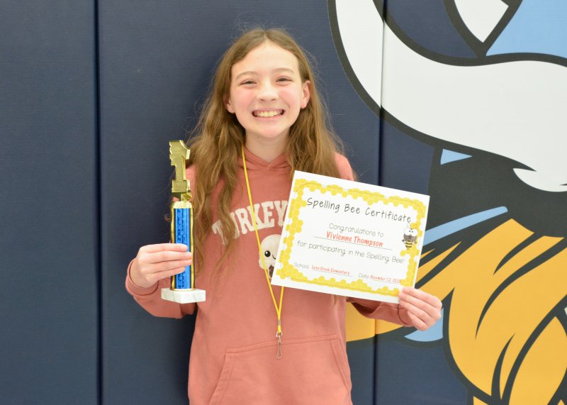 Love Creek Elementary School Spelling Bee Champion Vivi Thompson will compete in the regional competition in March. SUBMITTED PHOTOS
