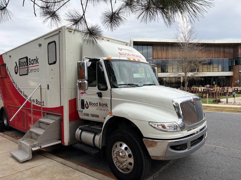 The Blood Bank of Delmarva mobile clinic outside Dogfish Head in Milton.
