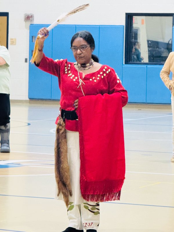Theo Braunskill displays traditional regalia of the Nanticoke Tribe.