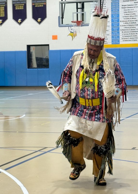 Herman Jackson takes his turn demonstrating authentic Native American dances.