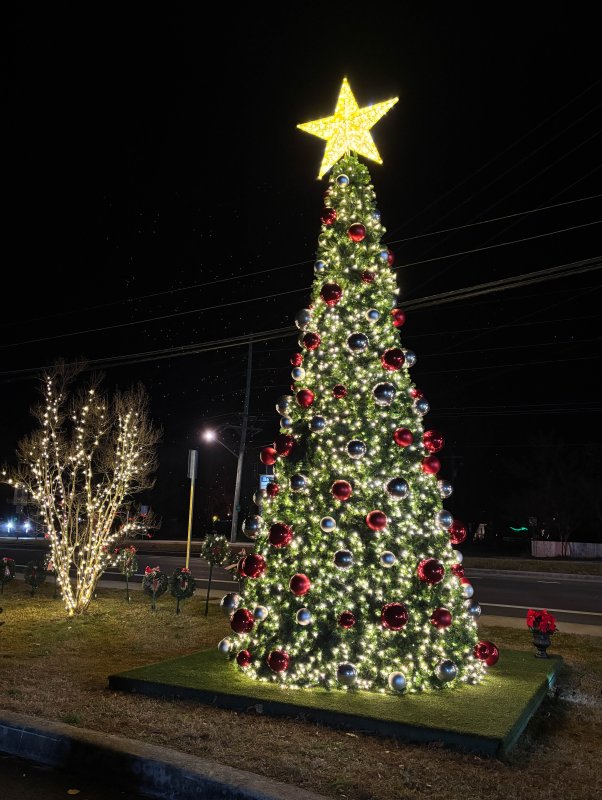 The Christmas tree at Fifer’s is all lit up after Santa Claus and Mrs. Claus arrive.