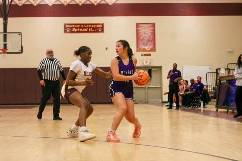 Delmarva Christian sophomore MaryKate Dougherty operates on the outside.