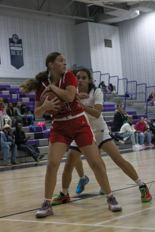 Laurel freshman Ja’Lah Shockey protects one of her game-high 16 rebounds.