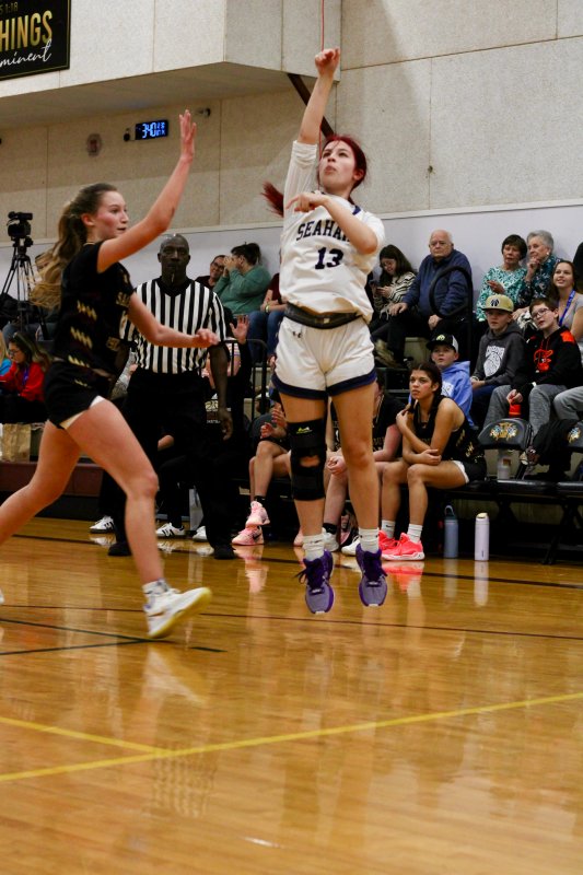 Sussex Academy junior Bella Zorn shoots a long two.