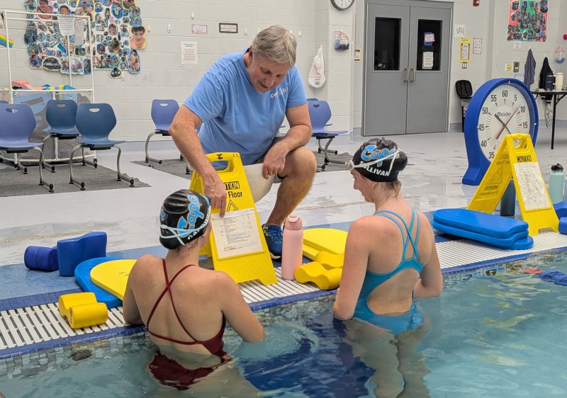 Cape head coach Bill Geppert, in his 28th year at the helm, reviews the practice plan.
