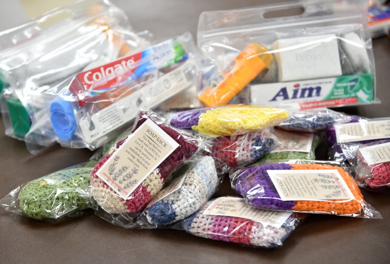 Personal hygiene items were put in bags for the veterans.