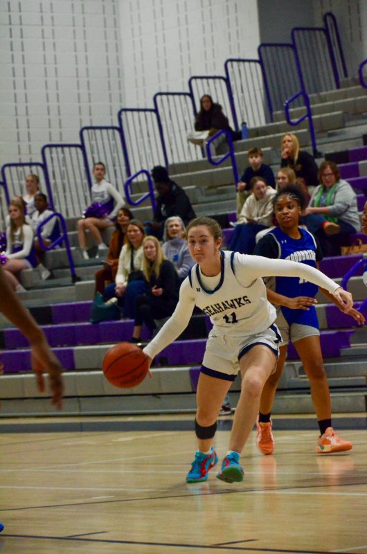 Seahawks sophomore Reilly Mobilia makes her way into the arc.