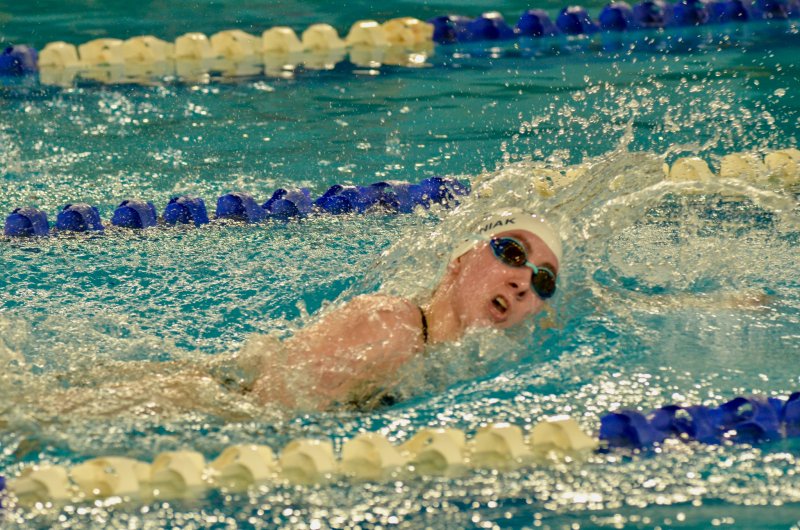 Sussex Academy junior Caitlin Perchiniak creates a wave in the 200 freestyle.