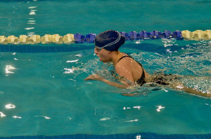 Sussex Academy eighth-grader Eliza Evans stays focused on her form.