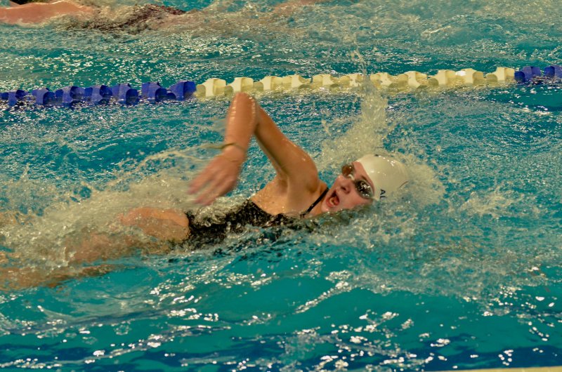 Seahawks freshman Ava Allfather finishes up the individual medley.