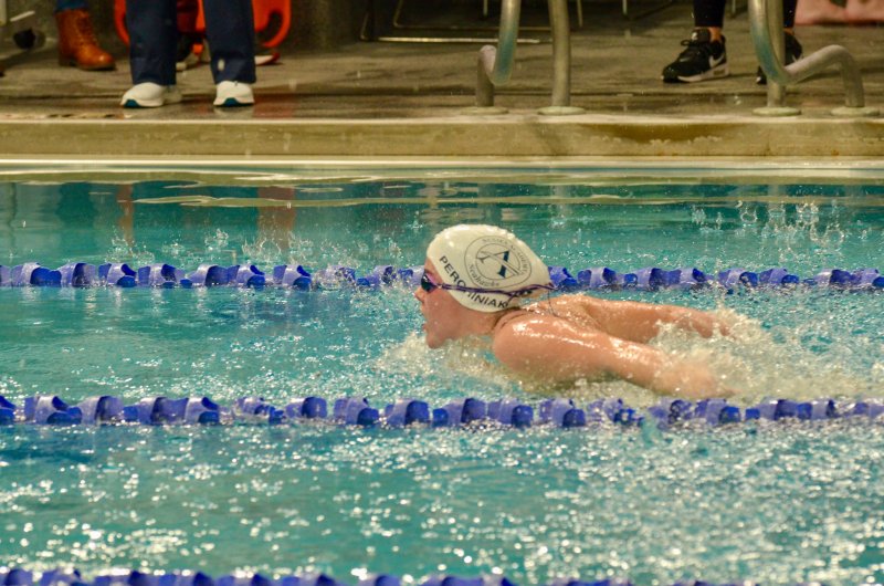 Seahawks eighth-grader Madeline Perchiniak ripples the water with her butterfly.