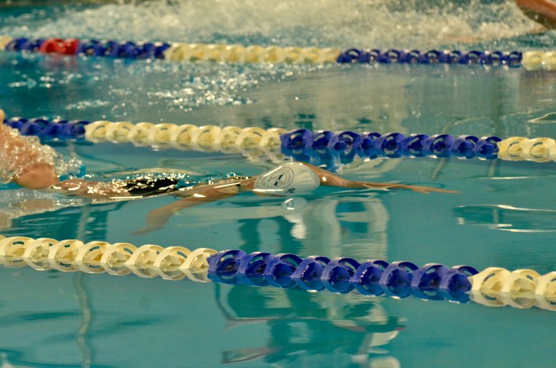 Sussex Academy speedster Victoria Evans skims the water in the 100 freestyle.