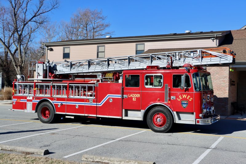 The Lewes Fire Department brought two of its trucks Jan. 1 to support the LJRBA’s bell ringing and train display.