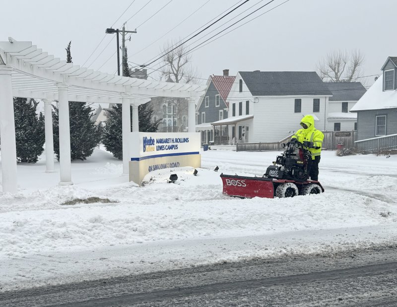 The sidewalks in front of Beebe Healthcare are cleared. NICK ROTH PHOTO