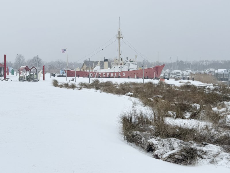 The Lightship Overfalls is always picturesque, especially when surrounded by snow. NICK ROTH PHOTO