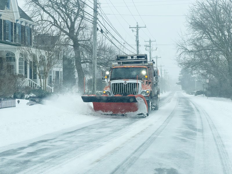 A DelDOT truck clears Pilottown Road in Lewes. NICK ROTH PHOTO