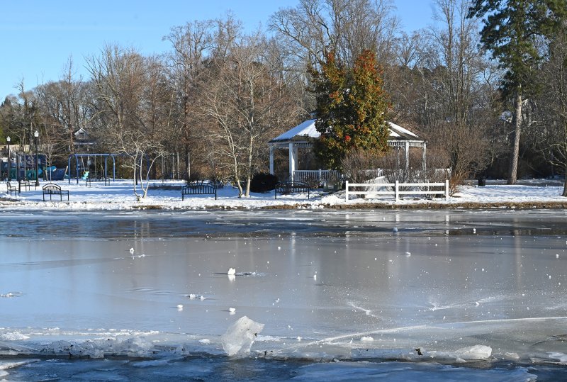 The Broadkill River in Milton is icing over.