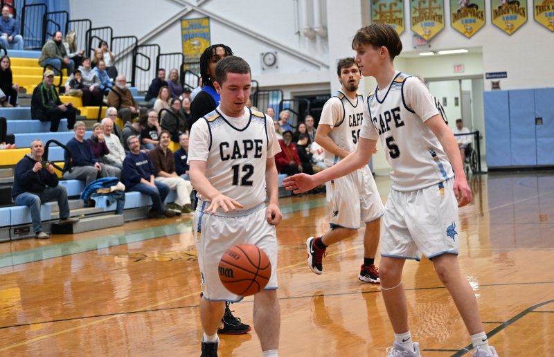 Cape sophomore Zackary Valles drives off the screen set by unified partner Parker Bishop.
