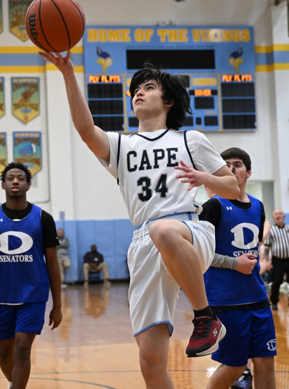 Cape senior Ronald LeRoy glides in for a bucket.