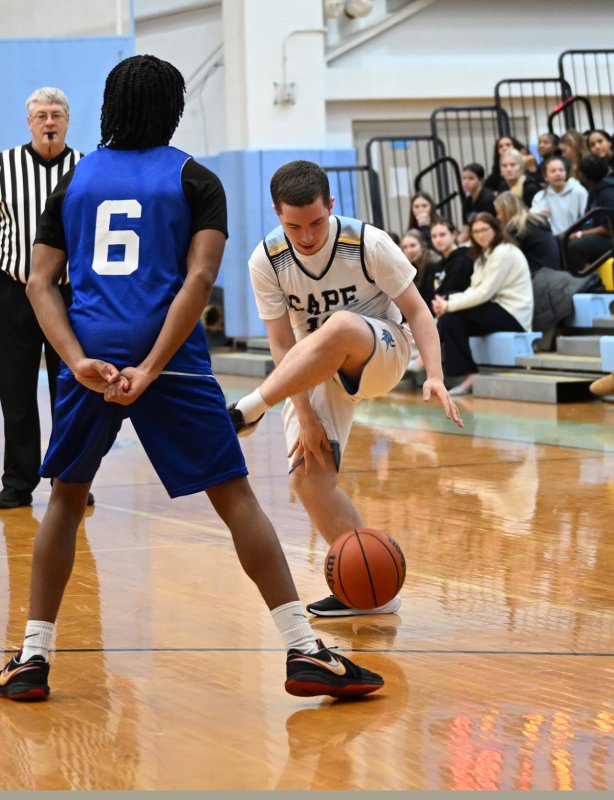 Cape’s Zackary Valles mystifies the Dover defense with his dazzling dribbling skills.