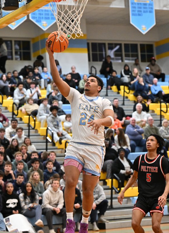 Cape senior Dell Richards hits a lay-in for the Vikings. DAN COOK PHOTO