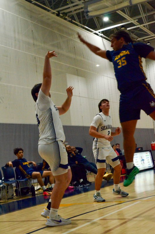 Seahawks sophomore Ty Jarrell keeps the follow through form on this long two.