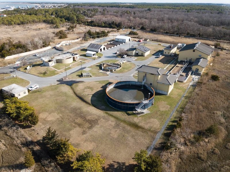 An aerial view of the Lewes wastewater treatment plant on American Legion Road. FILE PHOTO