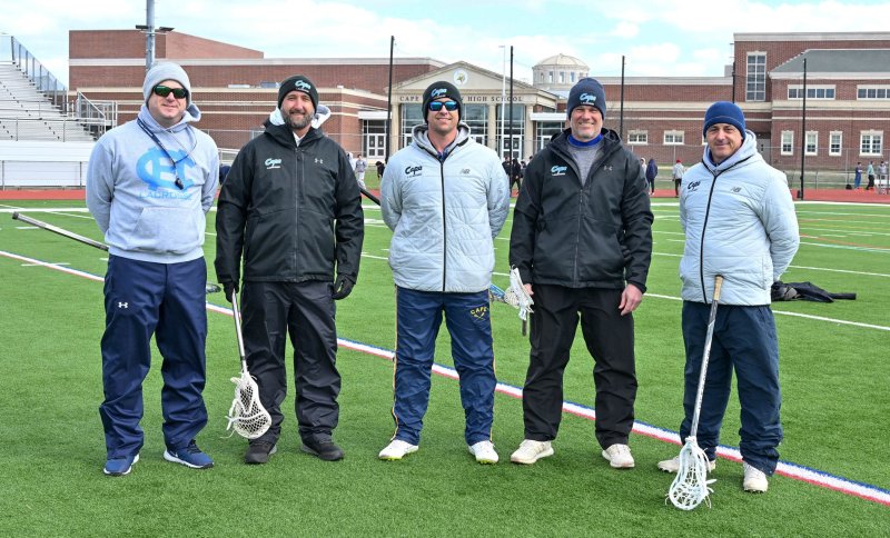 Cape varsity coaches for the 2026 season are (l-r) Franc Cook, Joe Vavala, head coach Geoff Shupard, Jack Lingo and Mark D’Ambrogi.