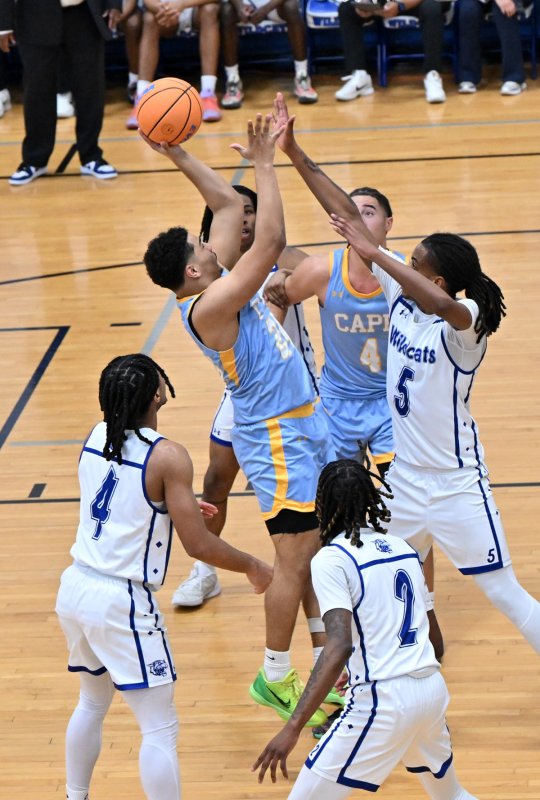 Cape senior Dell Richards hits in the paint.