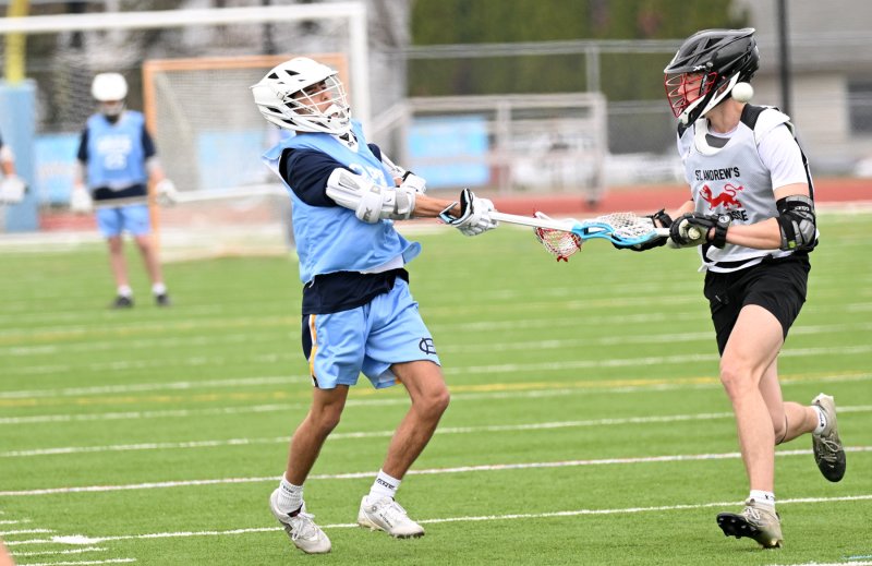 Junior Carter Nemcic takes a shot on the St. Andrew’s goal.