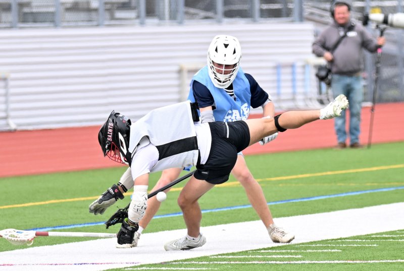 Cape’s Jaxson Holgerson levels a St. Andrew’s middie.