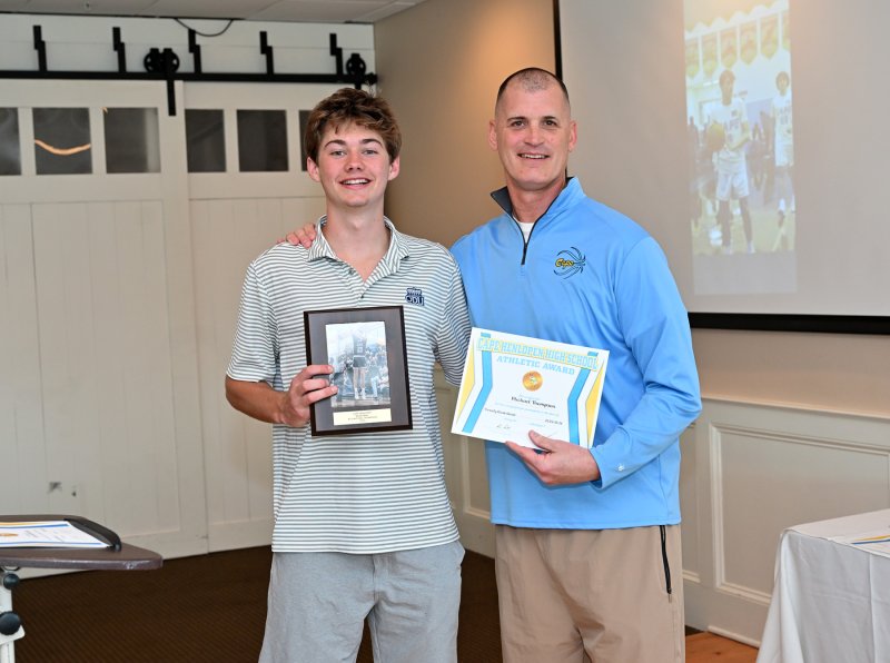 Senior Mikey Thompson receives a Cape Athletic Award.