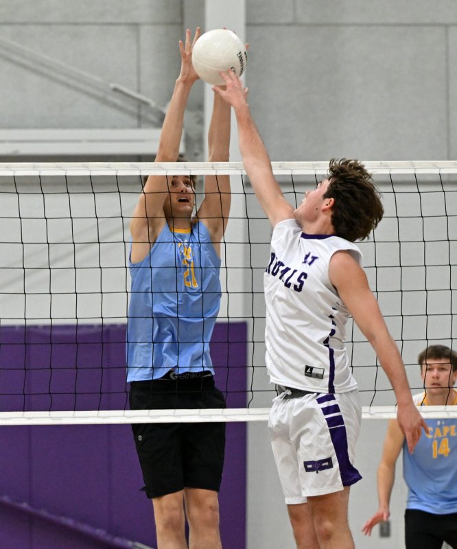 Cape senior Braxton Figgs wins a joust with Royals junior Jack Rodgers.