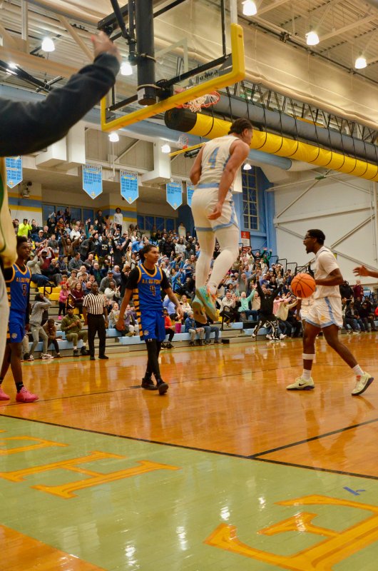 Away!, sending the student section into a frenzy and igniting his teammates.