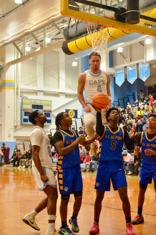 Vikings junior Jameson Tingle was ready for a put-back dunk, but it wasn’t necessary.