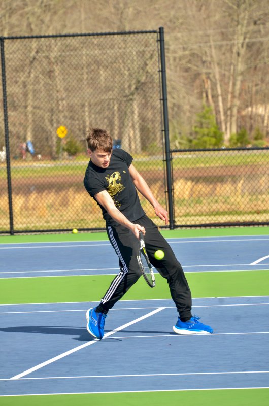 Sussex Academy senior Kieran Probert keeps the rally going.