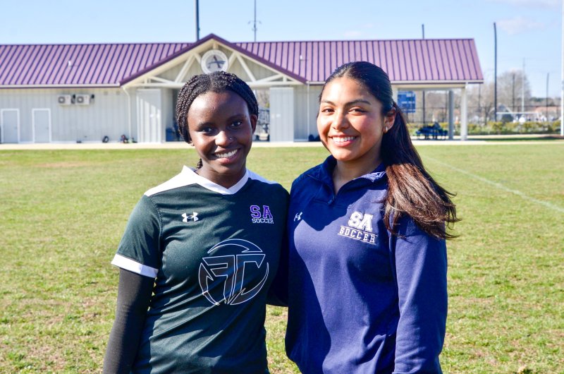 Sussex Academy girls’ soccer will be led on the pitch by seniors Debora Williams, left, and Yuvia Velasquez-Juarez for the 2026 season. AARON R. MUSHRUSH PHOTOS