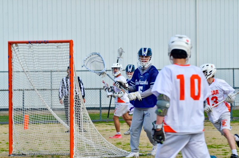 Sussex Academy senior Jackson Hagy starts a clear for the Seahawks.