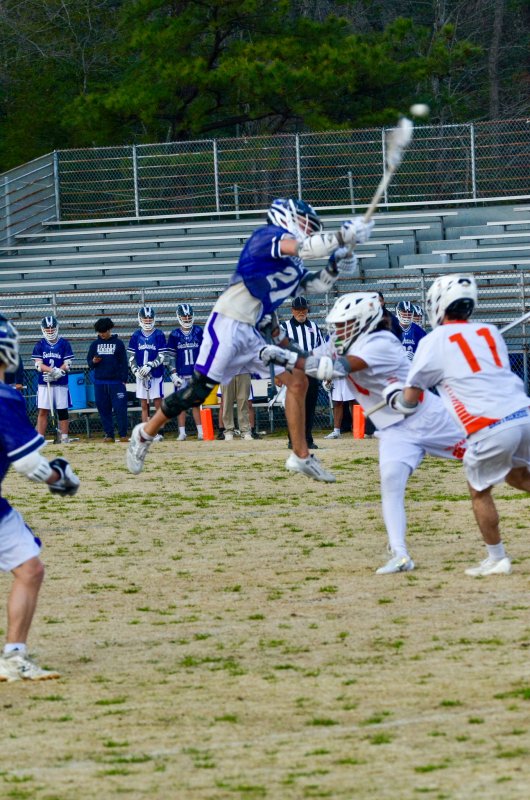 Seahawks junior Gideon Sammons leaps up for a shot. He had three goals and an assist.