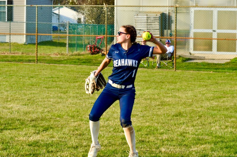 Seahawks right fielder Teagan Forester gets the ball in.